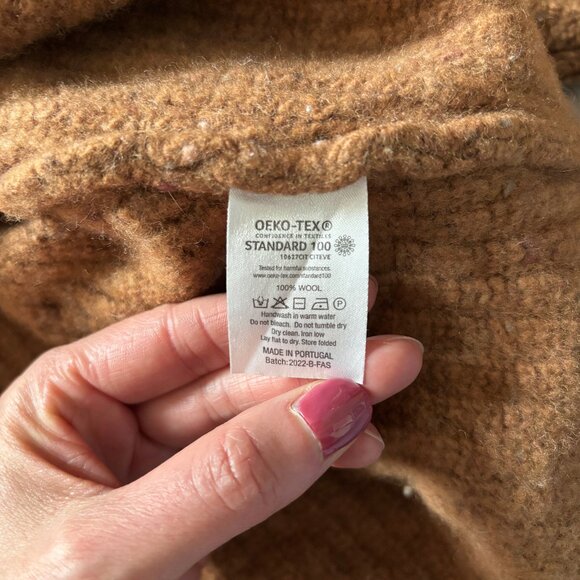 The Simple Folk Wool Maple Brown Knit Hoodie Sweater Womens XS Cabincore Scandi - Picture 14 of 15